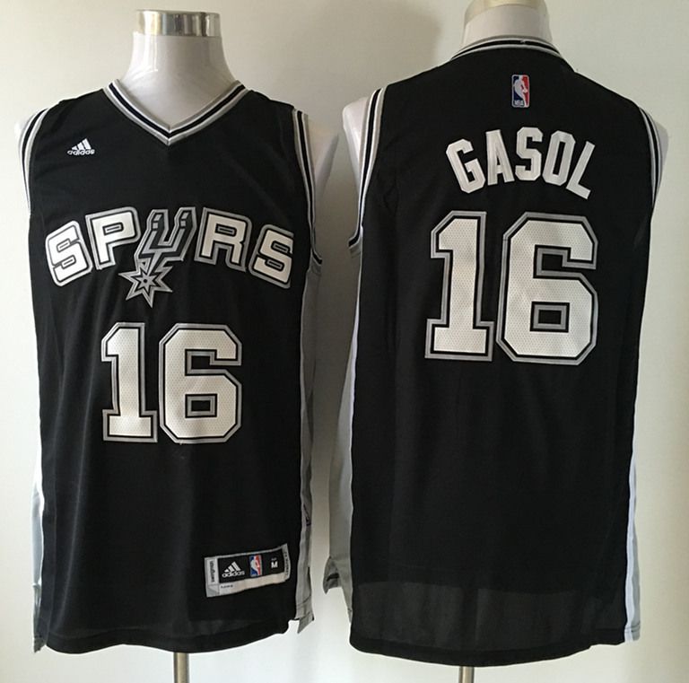 Men San Antonio Spurs #16 Gasol Black Adidas NBA Jerseys->san antonio spurs->NBA Jersey